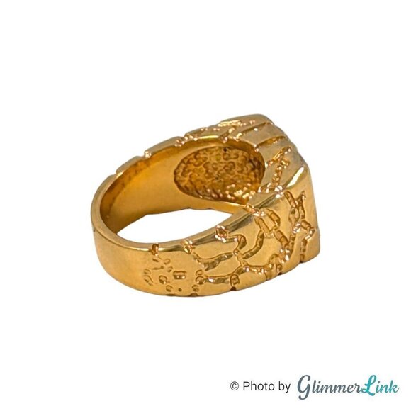 Vintage 18K HGE Nugget Clear Crystals Men's Ring Size 10.5 - Picture 6 of 9